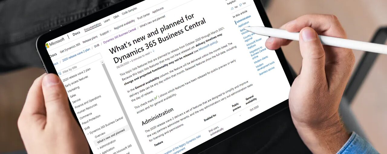 Dynamics 365 Business Central 2020 release wave 2 release